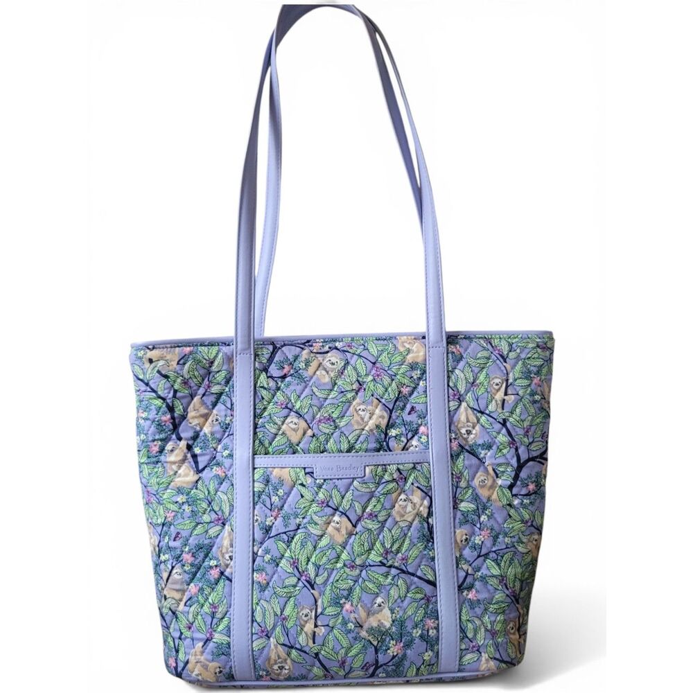Vera Bradley Hanging Around Sloth Tote Bag Lavender Purple Rare Retired Print